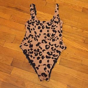 ASOS NEW LOOK CHEETAH HIGH LEG ONE PIECE SWIMSUIT